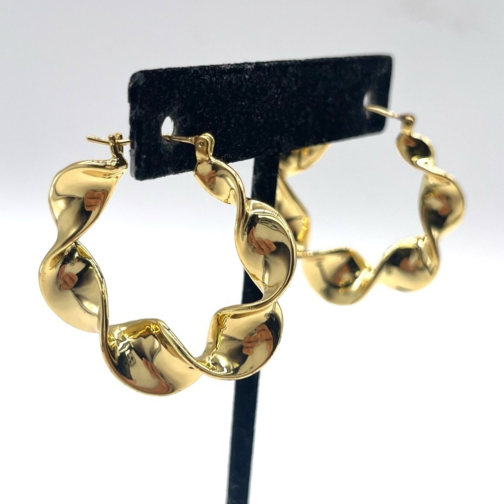 Gold Twisted Hoop Earrings